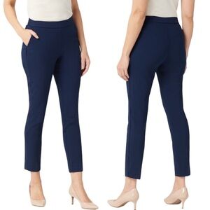 Susan Graver Navy Ultra Stretch Pull On Pants Side Seam Trim Plus Size 28W